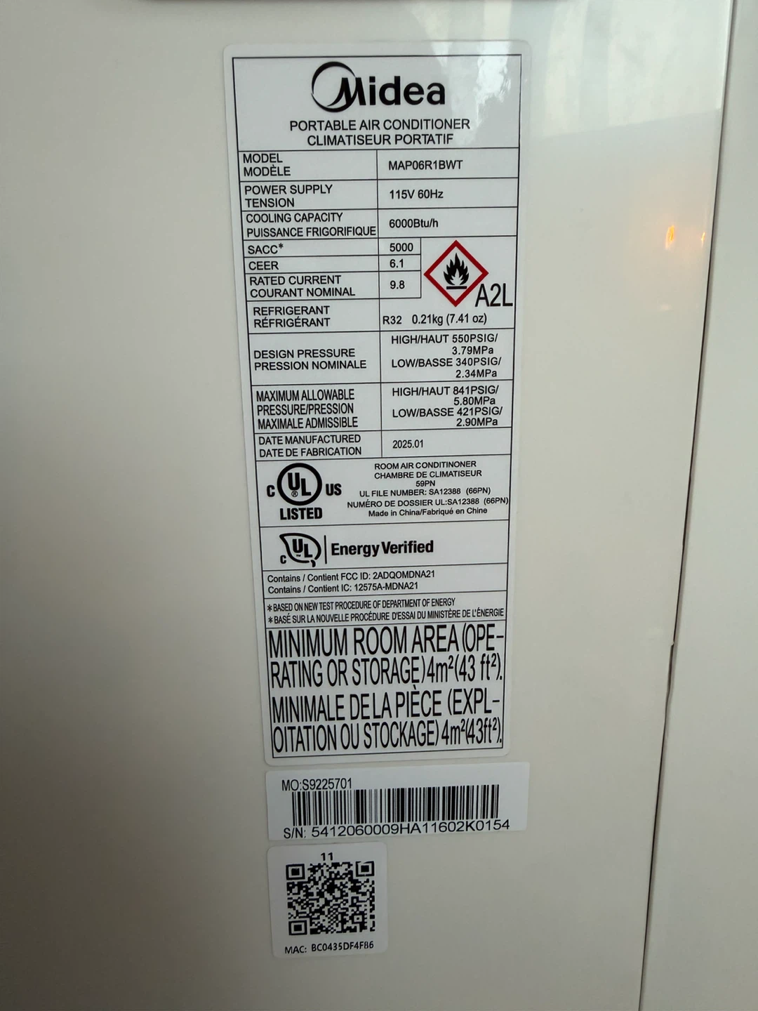 Midea Portable Air Conditioner ASHRAE 8,000 BTU/SACC 5,000 BTU - photo 4