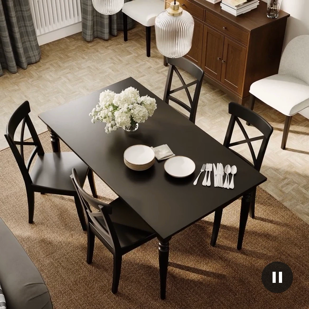 IKEA ROSENTORP Black Dining Table - photo 2