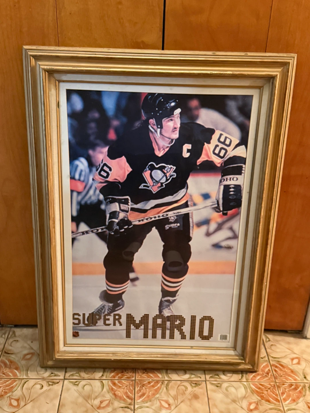 Vintage Mario Lemieux "Super Mario" Framed Poster - Huge 44"x31"