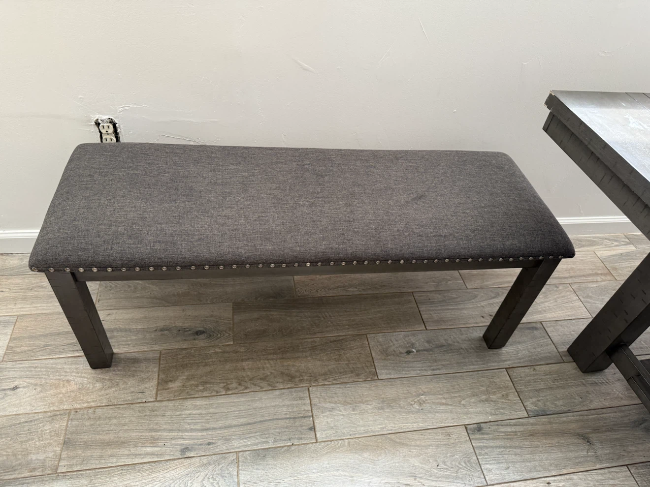 Rustic Gray Dining Table Set with Bench and Chairs - photo 2
