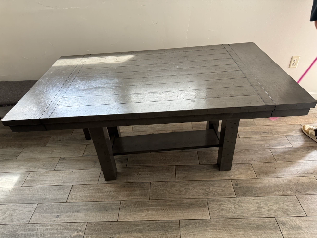 Rustic Gray Dining Table Set with Bench and Chairs - photo 5