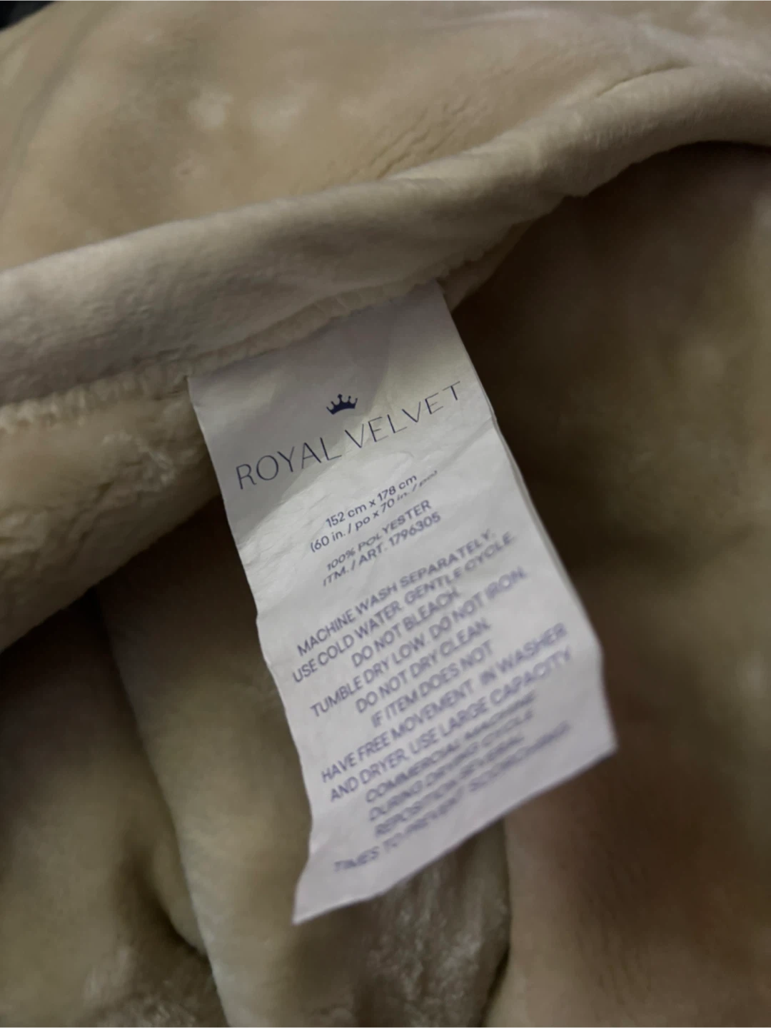 Royal Velvet Fleece throw - Beige - photo 2