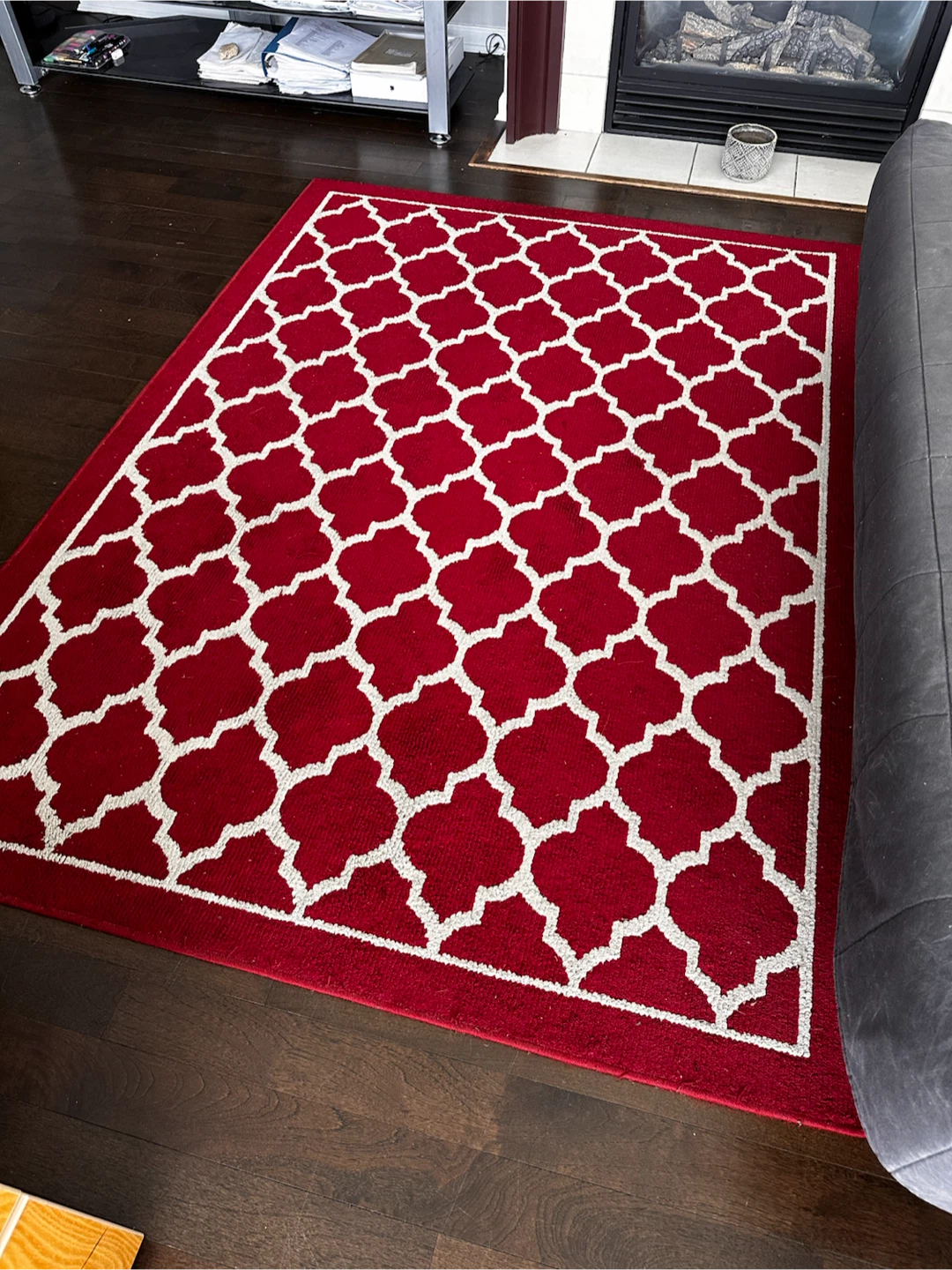 A beautiful red and off white carpet