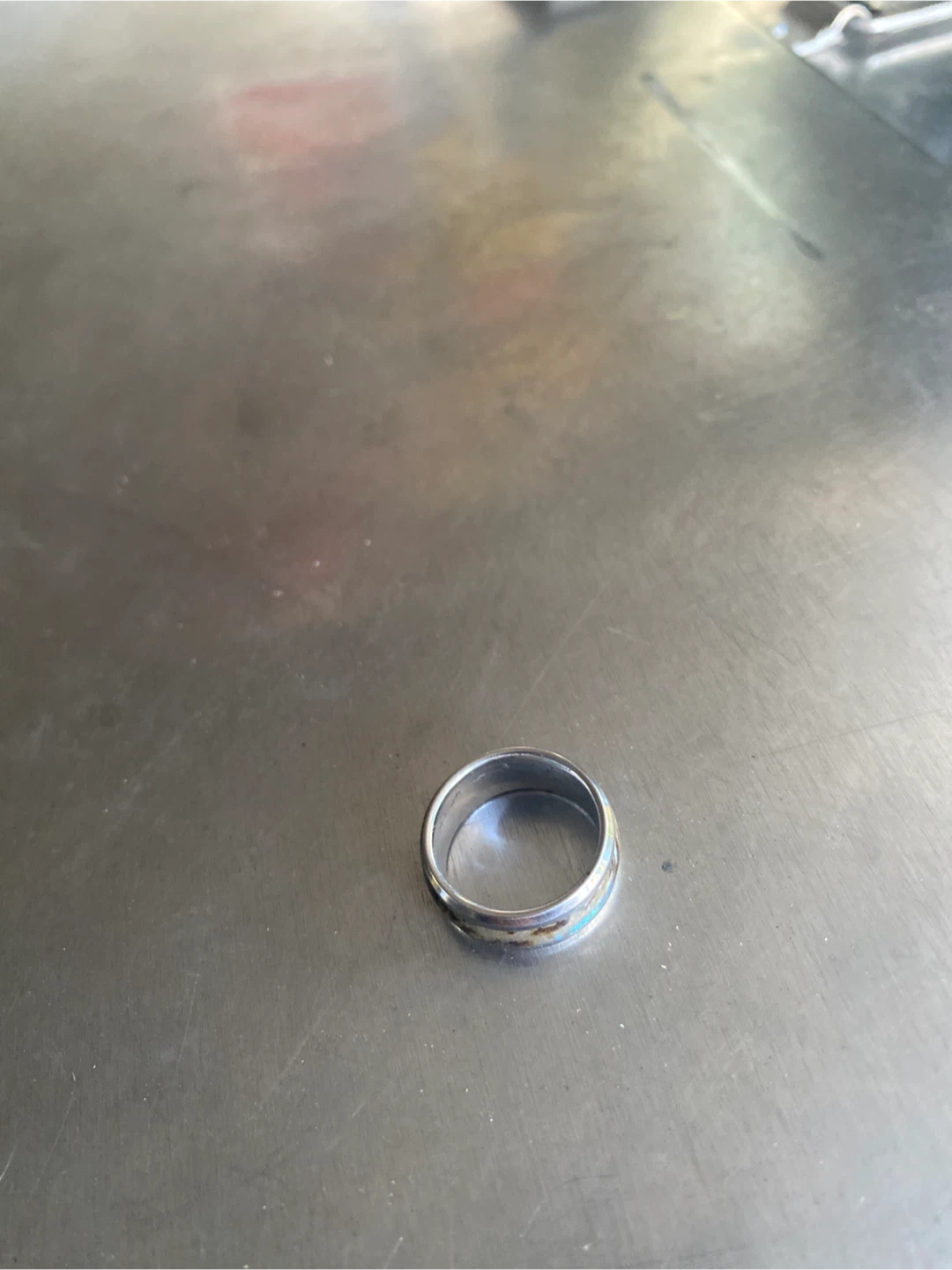 Metal Band Ring with Inlay