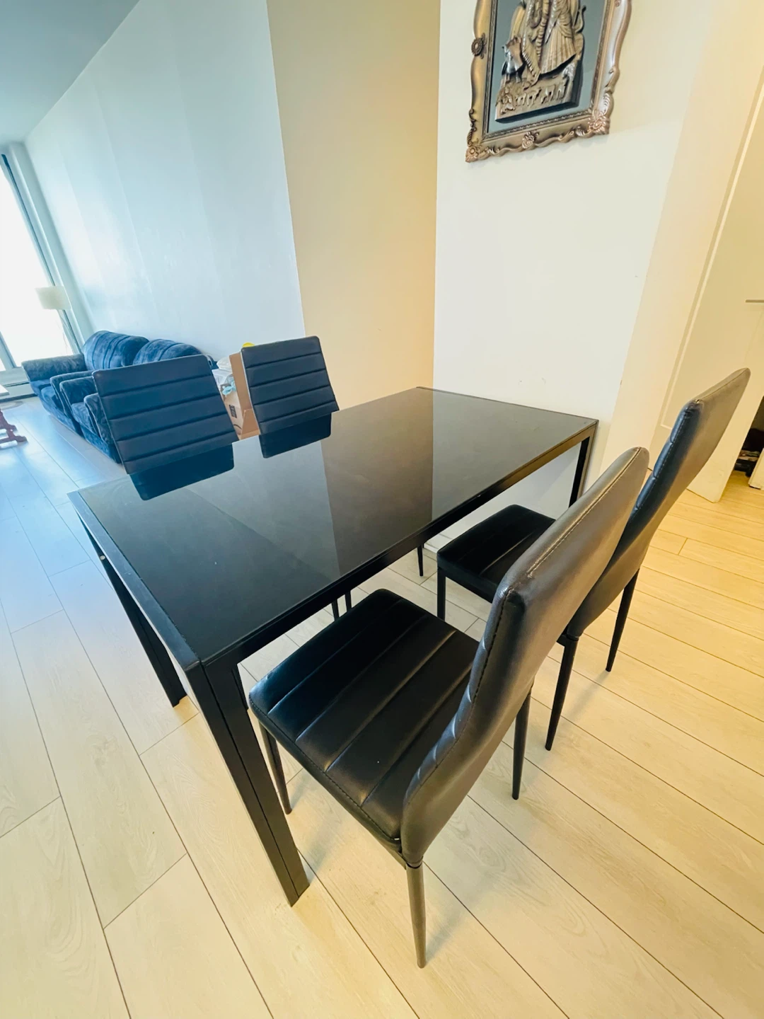 Black Dining Table with 4 Chairs