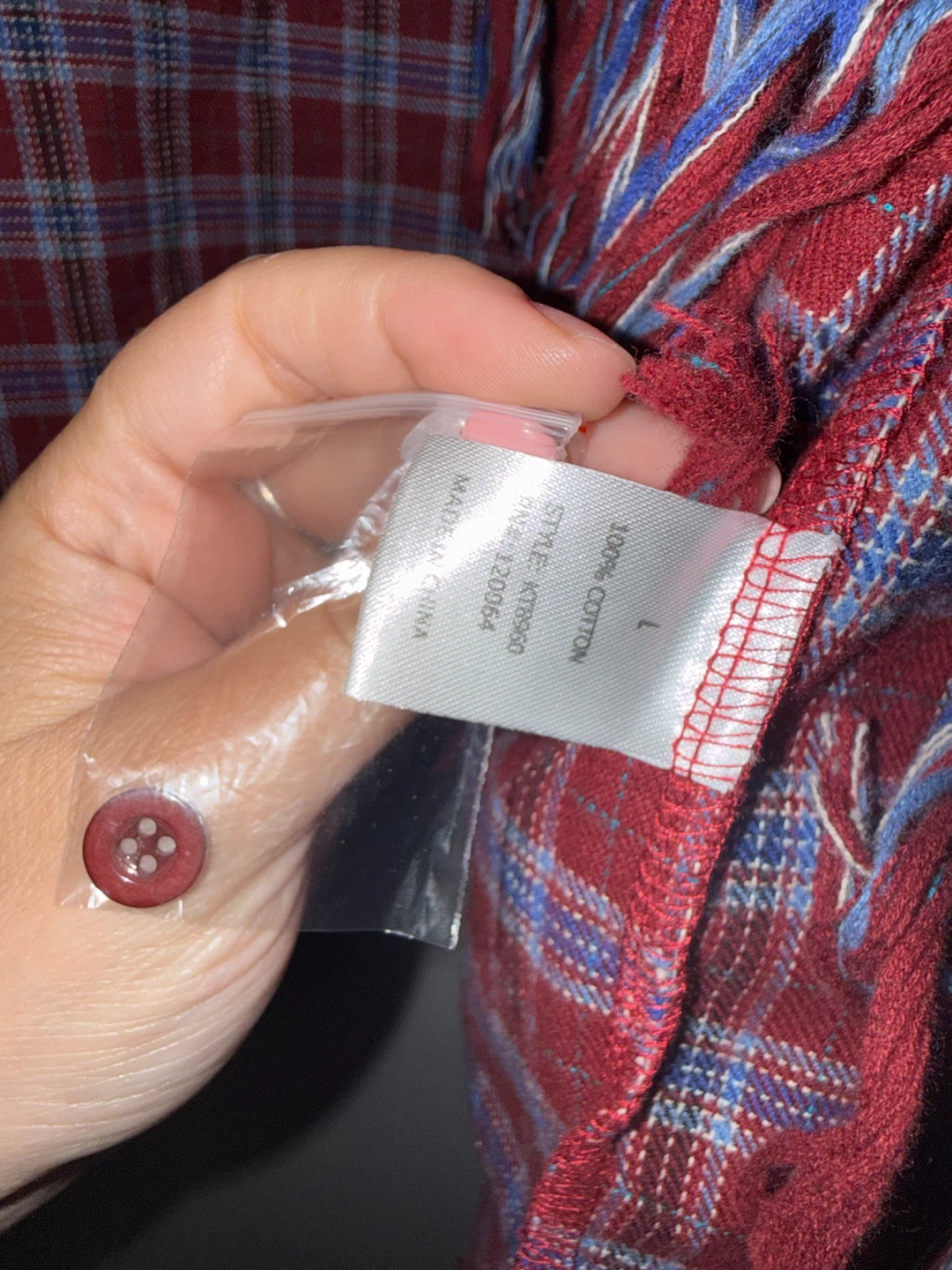 Plaid long sleeve poncho with Fringe - Size L - photo 4