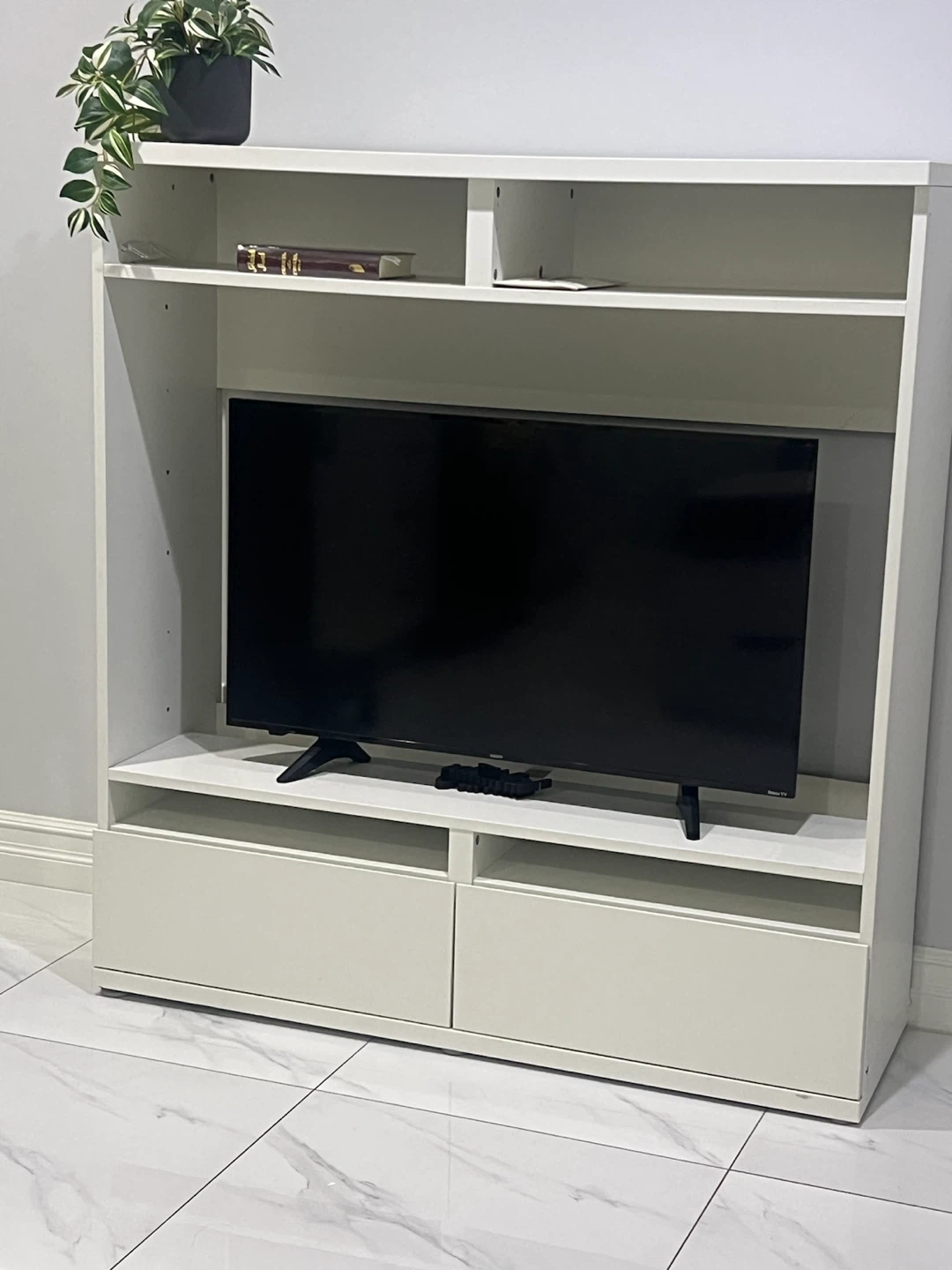 White Media Console with Storage