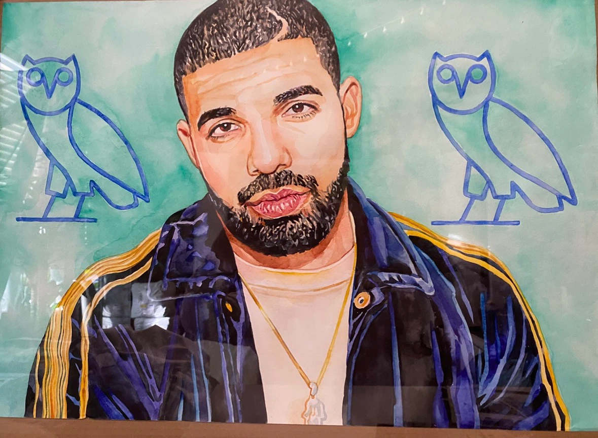 Drake OVO Watercolor Portrait Art