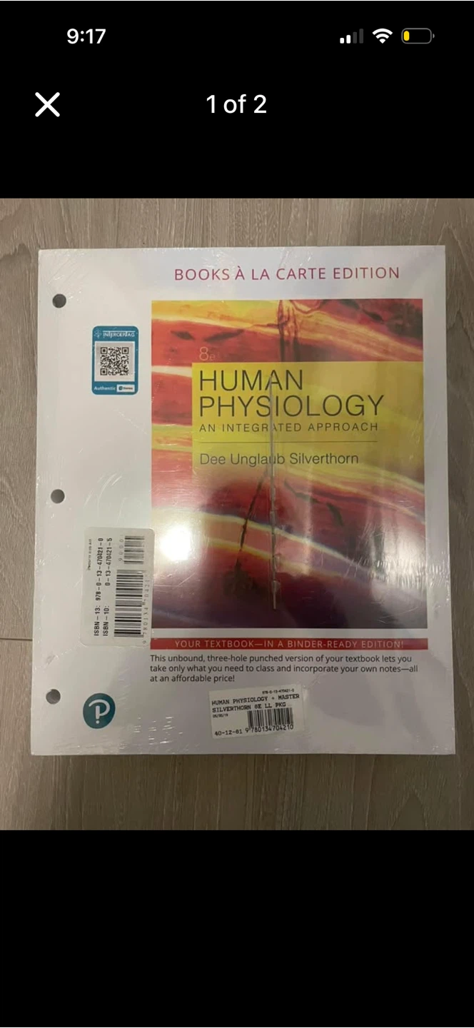 PSL300/301: Human Physiology: An Integrated Approach, 8e
