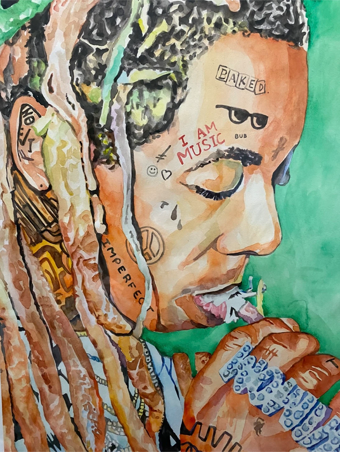 Lil Wayne Watercolor Painting