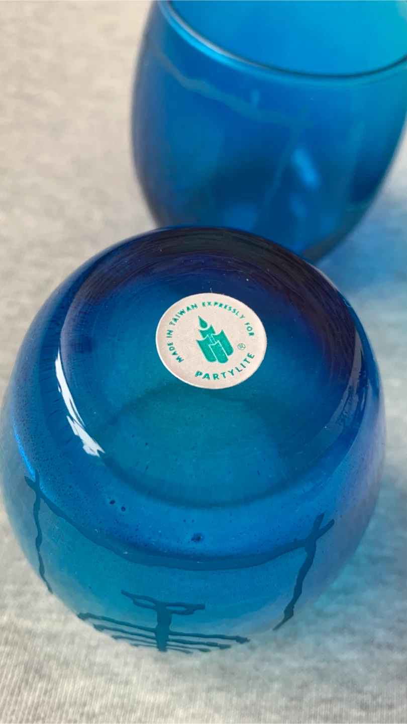 PartyLite Hanukkah Blue Glass Votive Candle Holders - photo 2