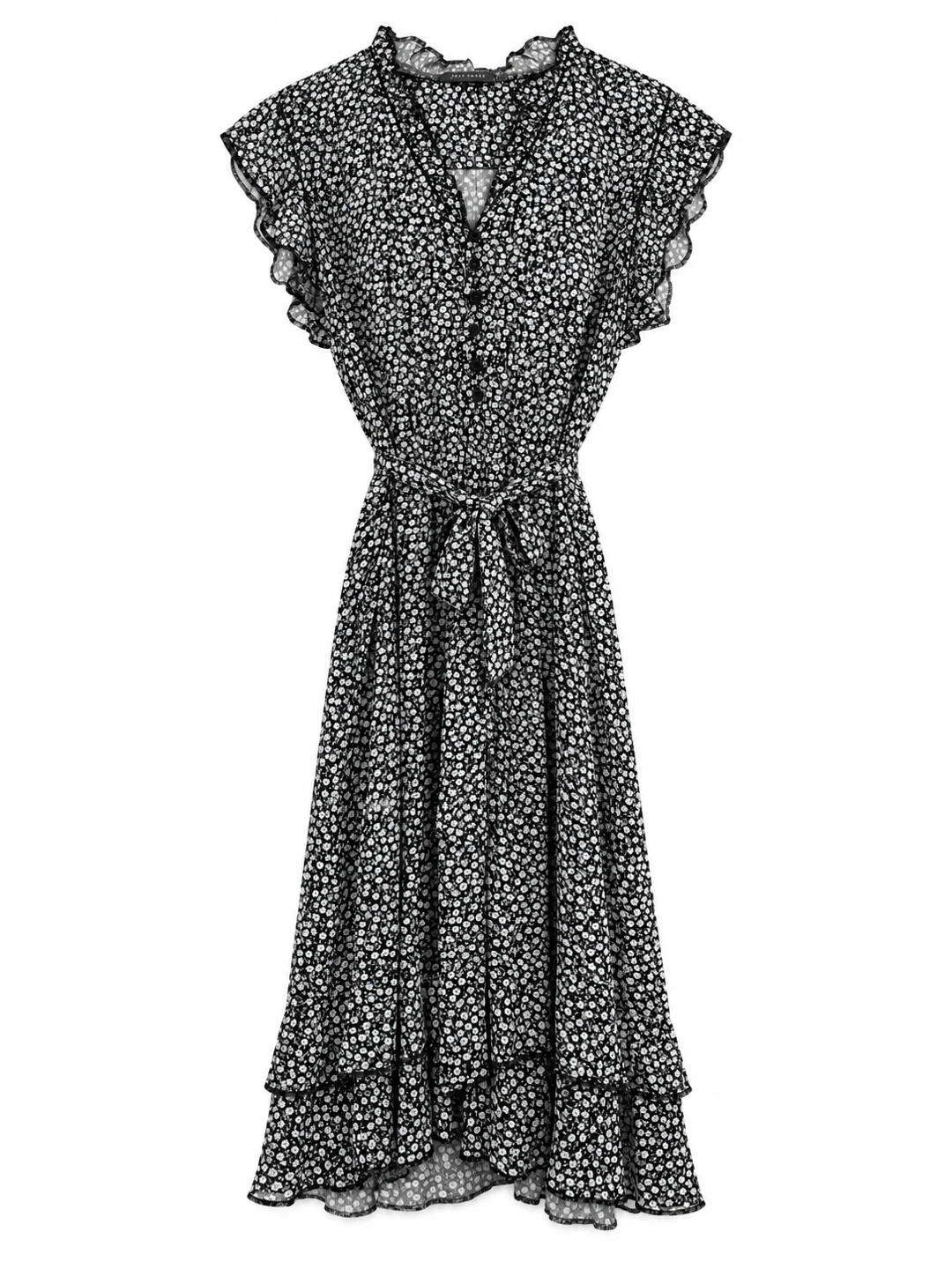 Suzy Shier Black and White Floral Dress
