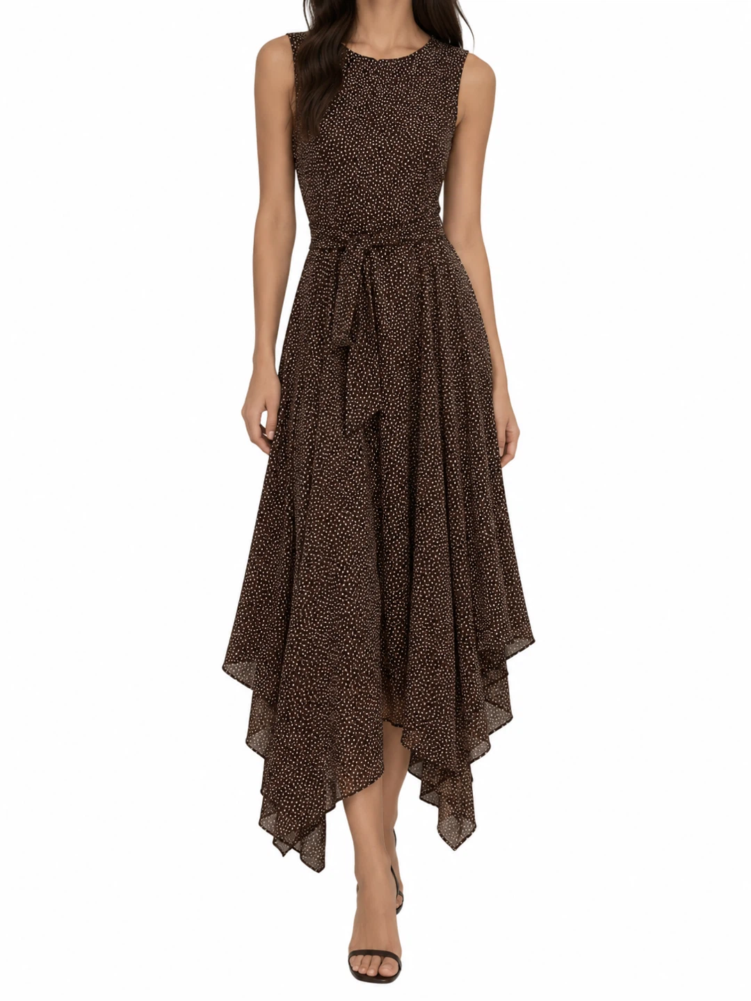 Suzy Shier Brown Polka Dot Dress
