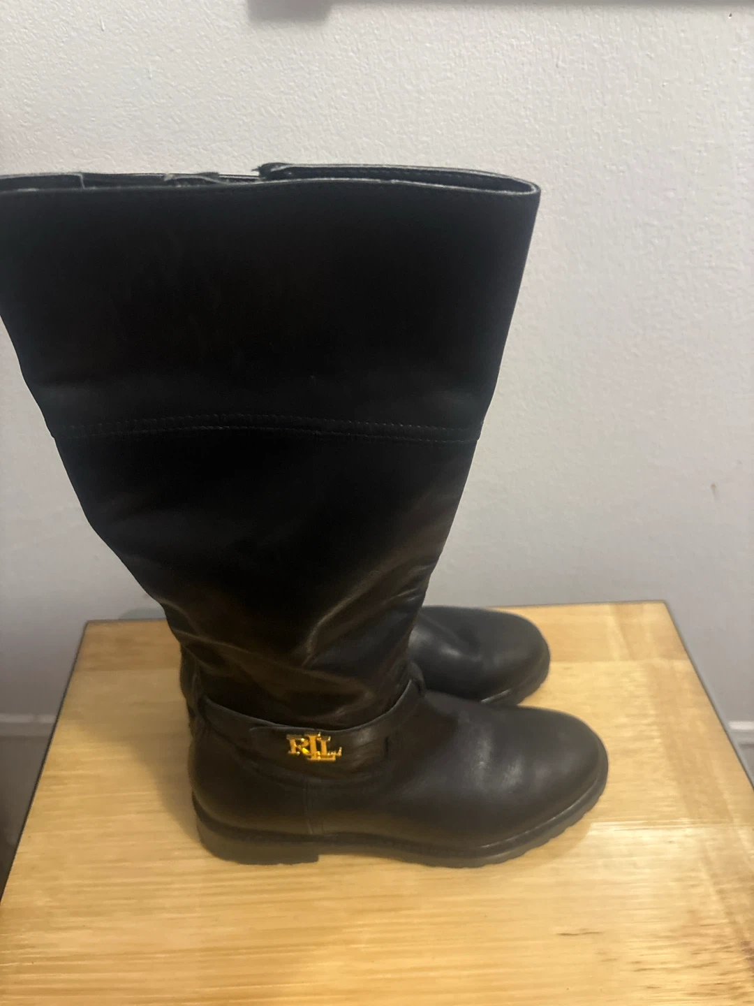 Lauren Ralph Lauren Everly Black Leather Boots Size 8B - photo 2