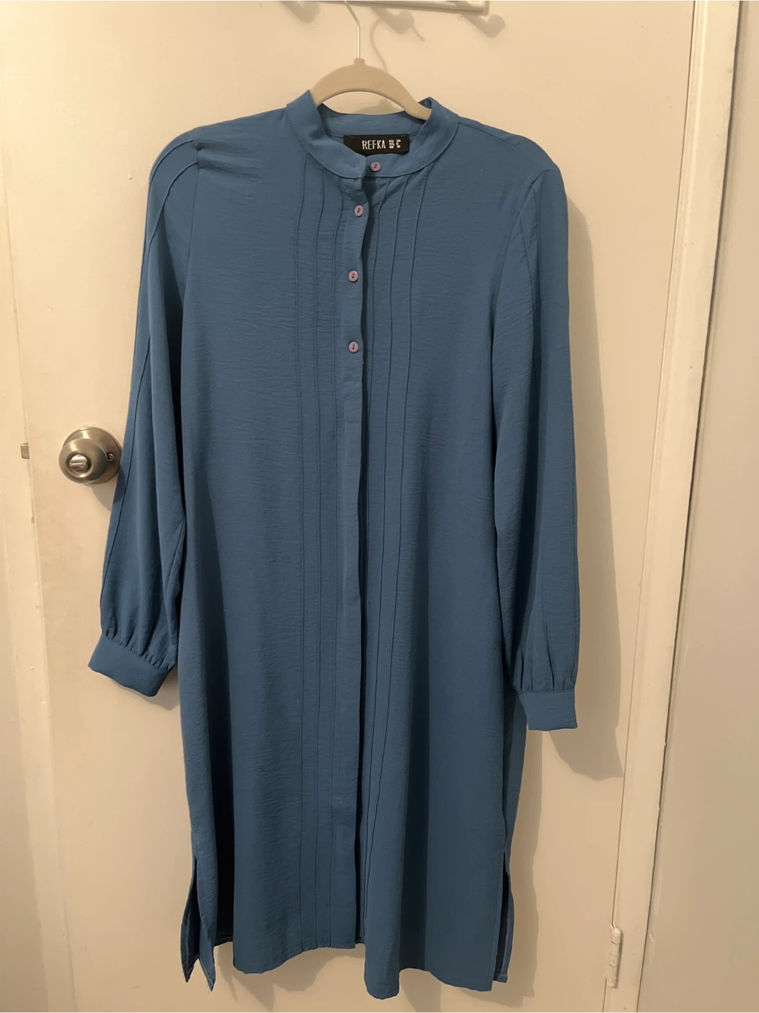 Refka Blue Pleated Tunic Dress