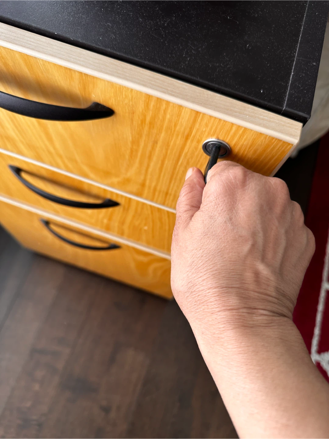 3-Drawer Wood Finish Filing Cabinet with Key - photo 2