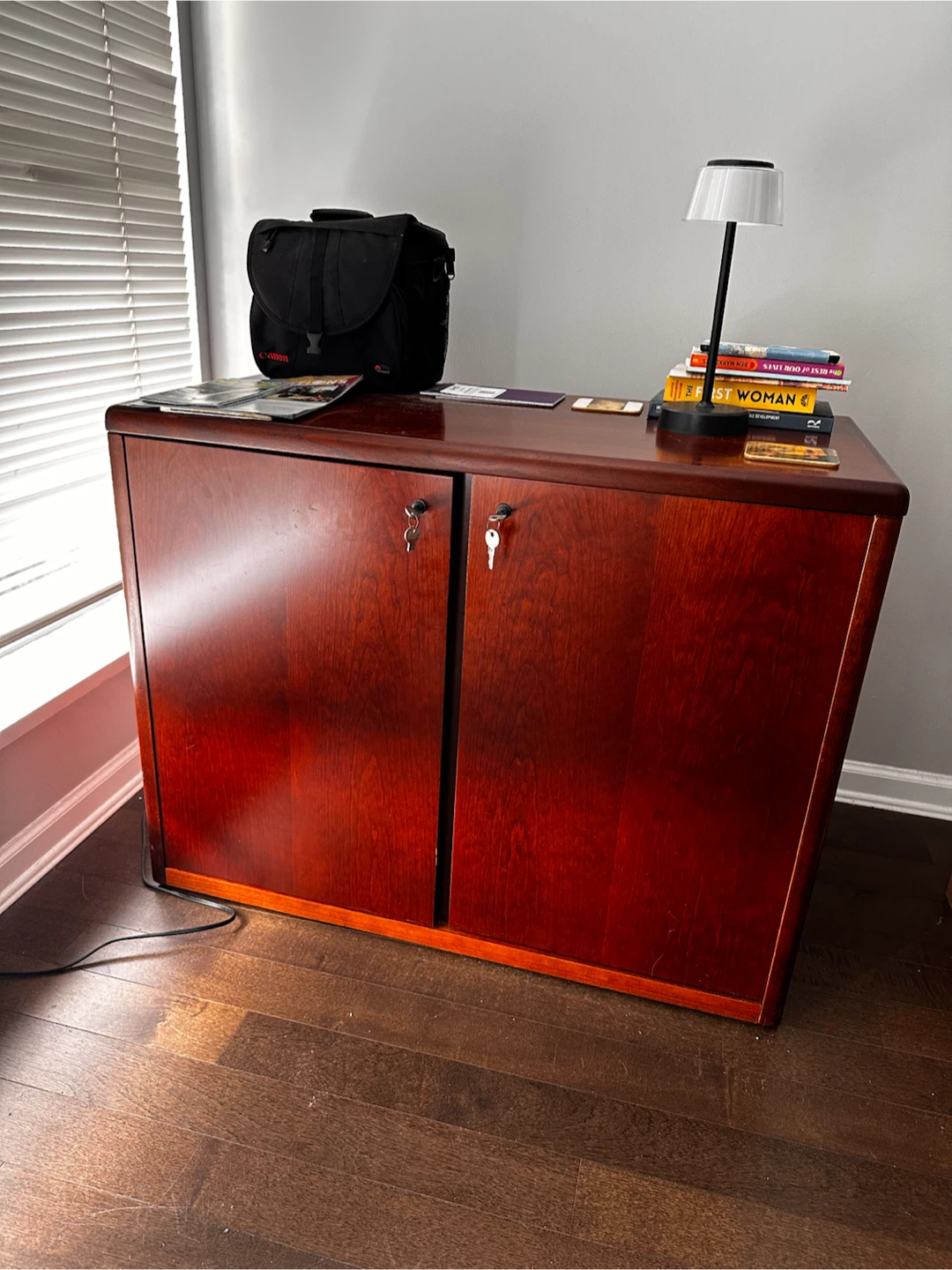Dark Wood Storage Cabinet with Locks - photo 2