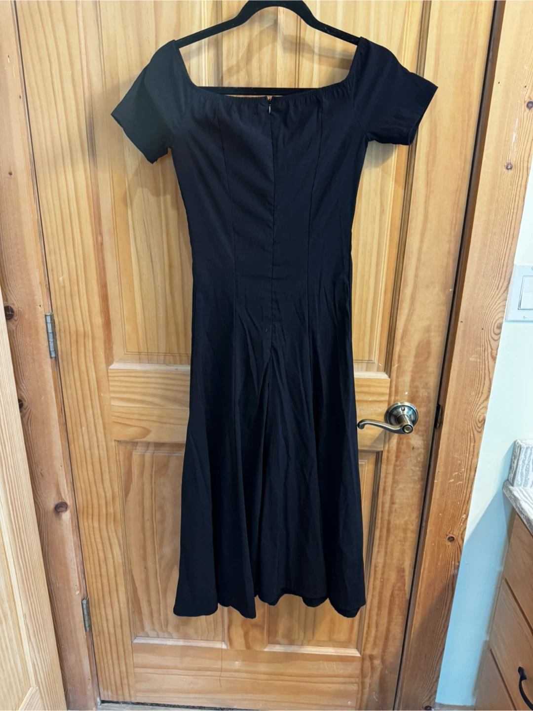 ChicMe Black Square Neck Button Front Midi Dress - photo 2