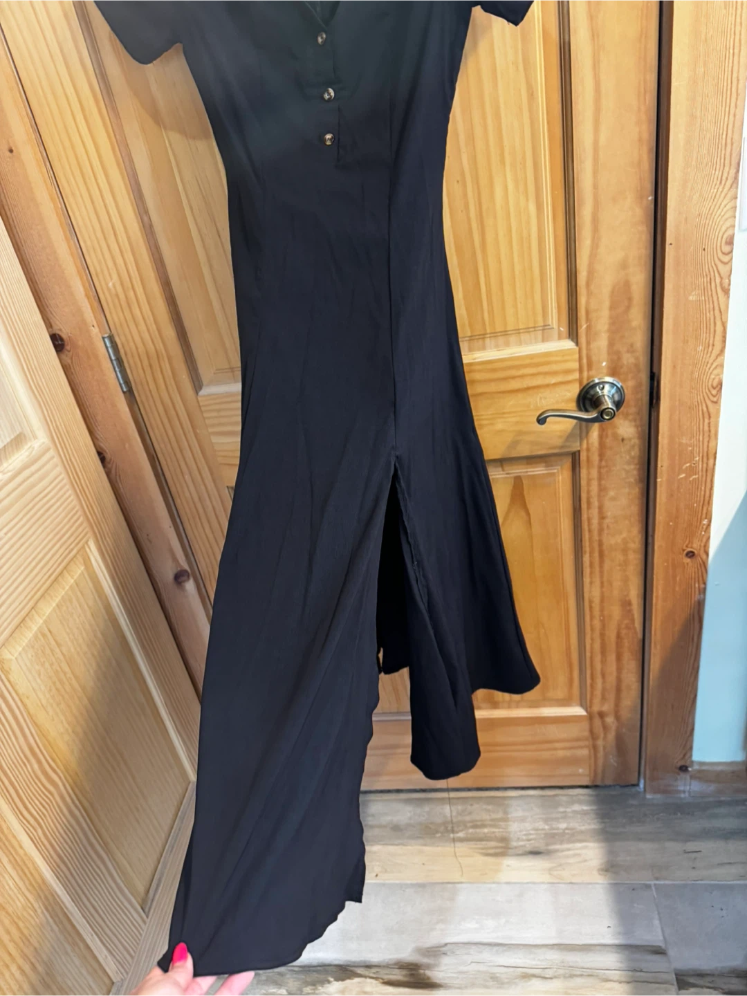 ChicMe Black Square Neck Button Front Midi Dress - photo 4