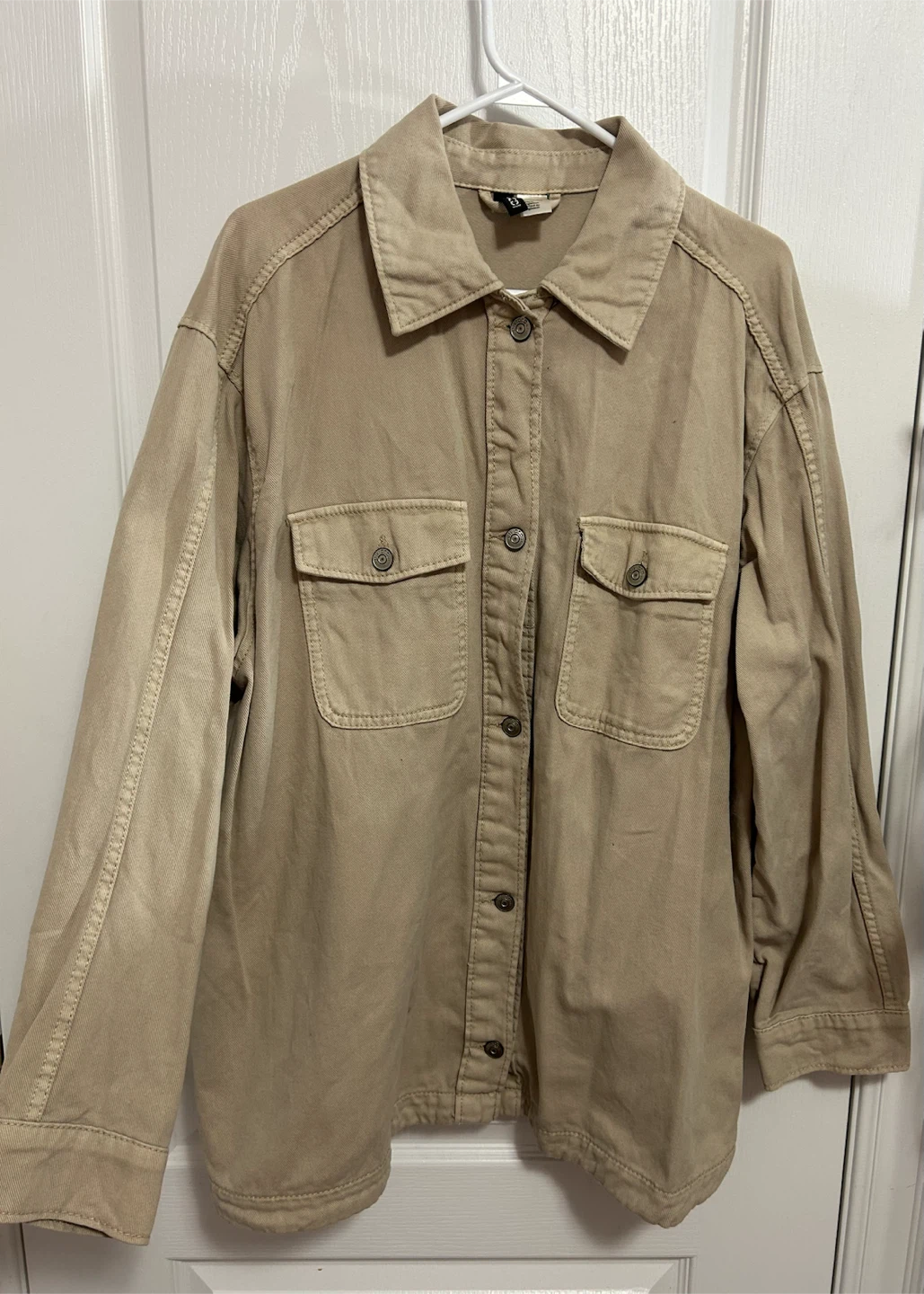 H&M Beige Oversized Denim/Twill Shacket