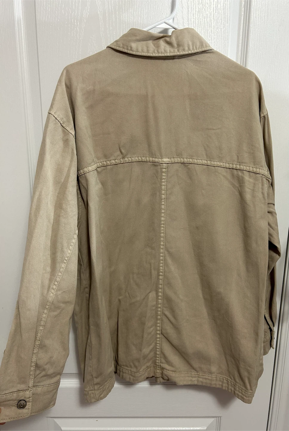 H&M Beige Oversized Denim/Twill Shacket - photo 2