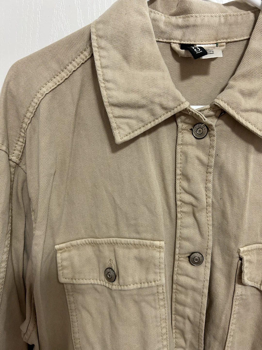 H&M Beige Oversized Denim/Twill Shacket - photo 3