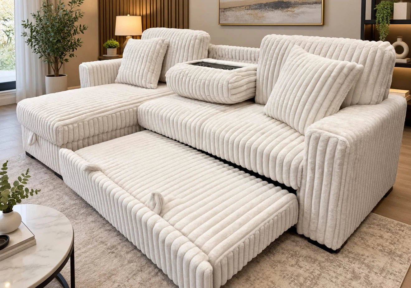 Luxury Convertible Sectional Sofa Bed with Storage - photo 2