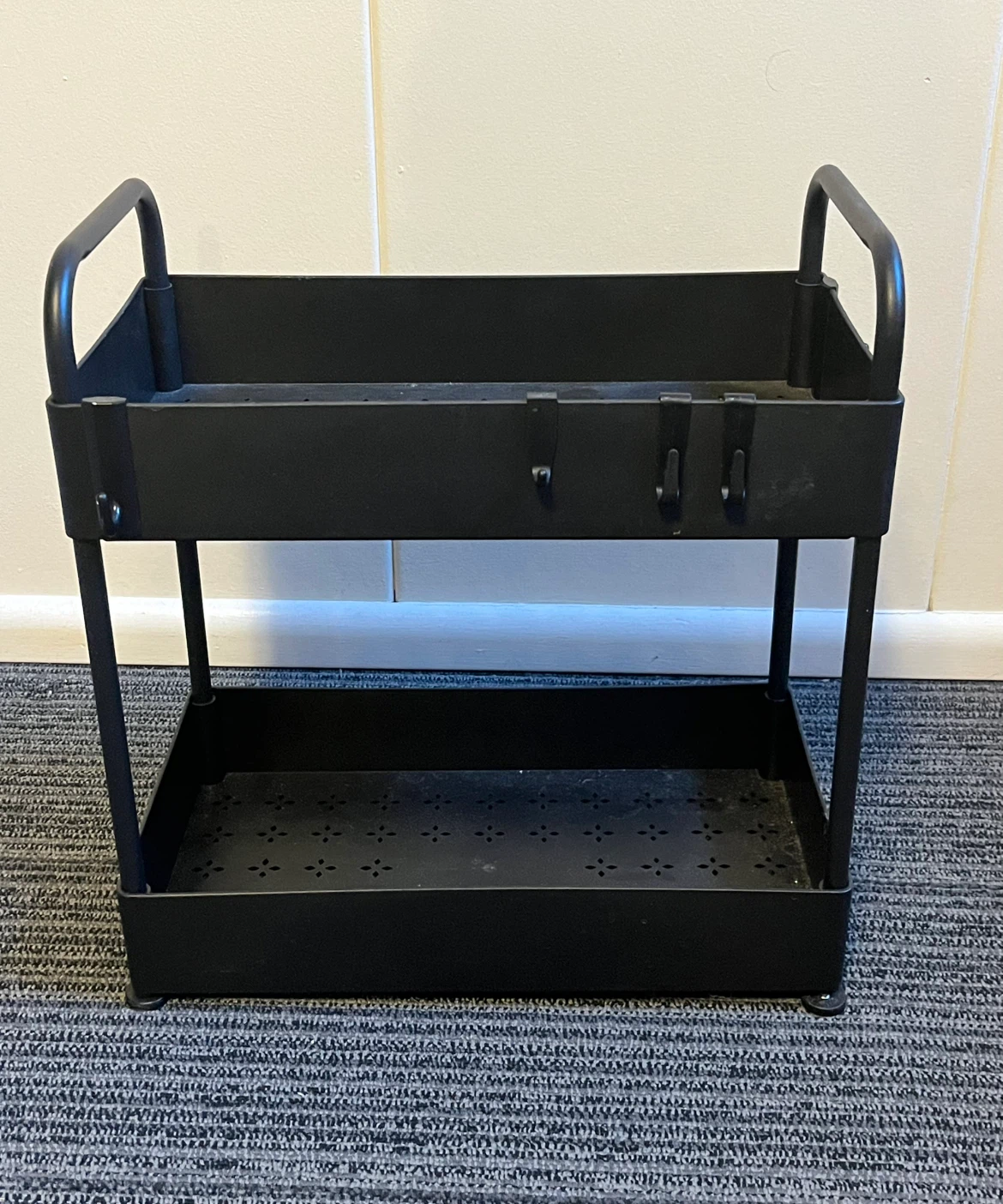 Black 2-Tier Small Utility Cart
