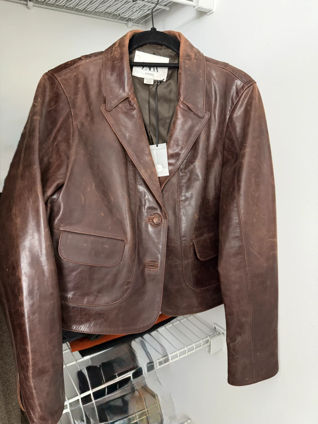 Zara Studio Brown Faux Leather Jacket