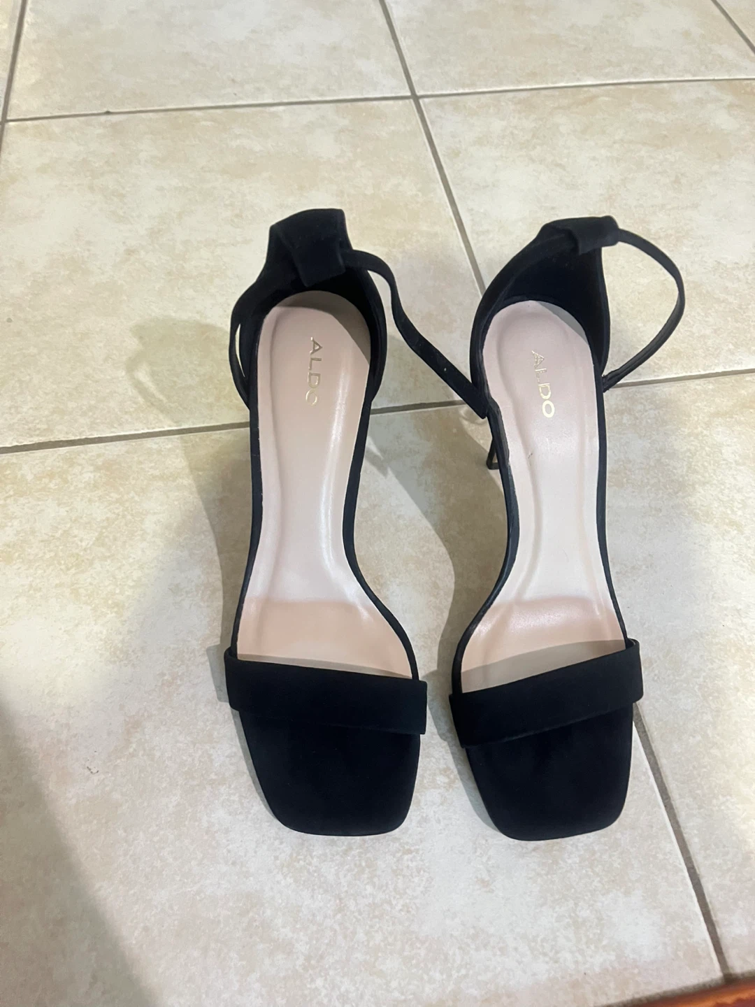 ALDO Black Suede Ankle Strap Heels - photo 2