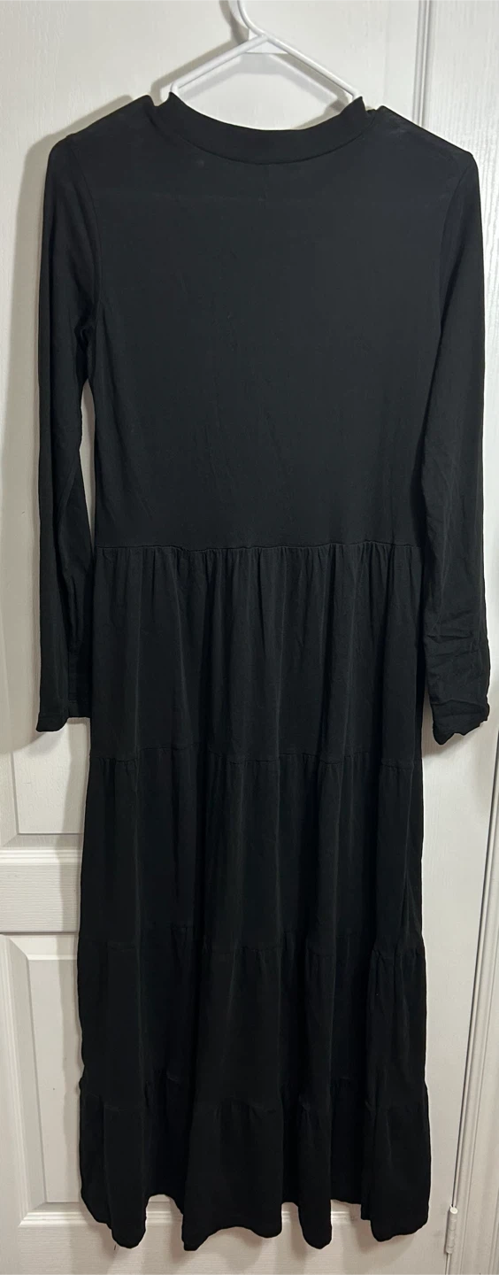 Modest Black Tiered Maxi Dress - photo 2