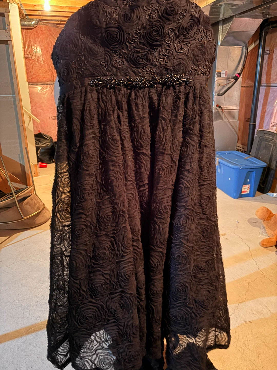 Black Strapless Rose Dress with Detachable Sleeves - photo 2