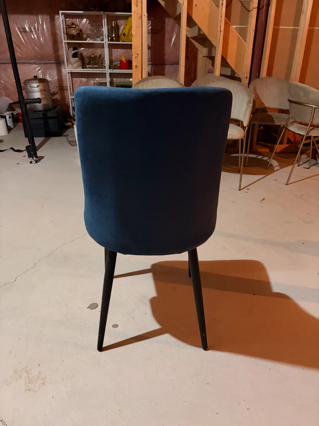 Dark Blue Fabric Dining Chair - photo 3