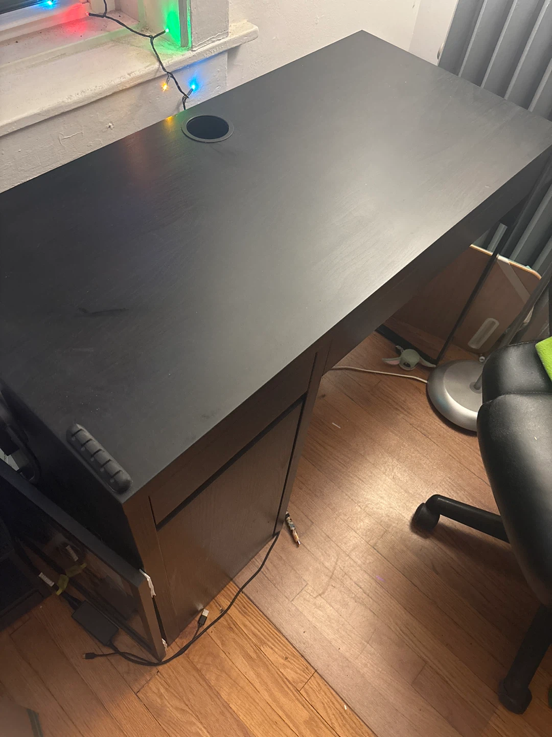 Black Computer Desk with Drawer and Storage