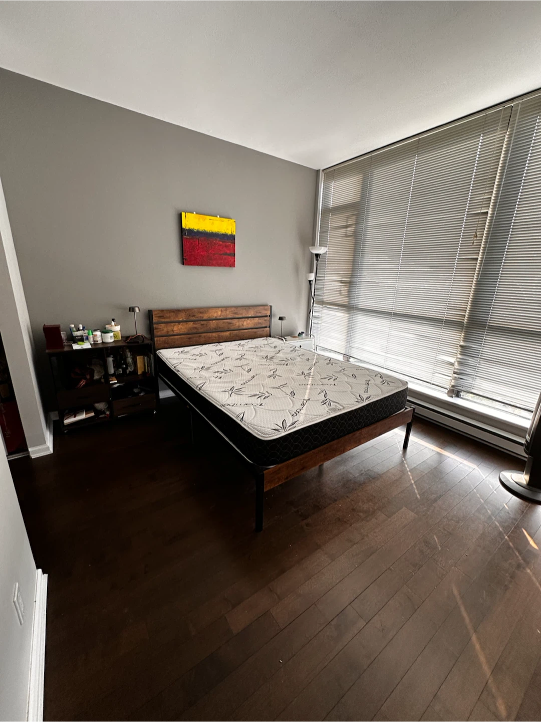 Industrial Style Queen Bed Frame and Mattress