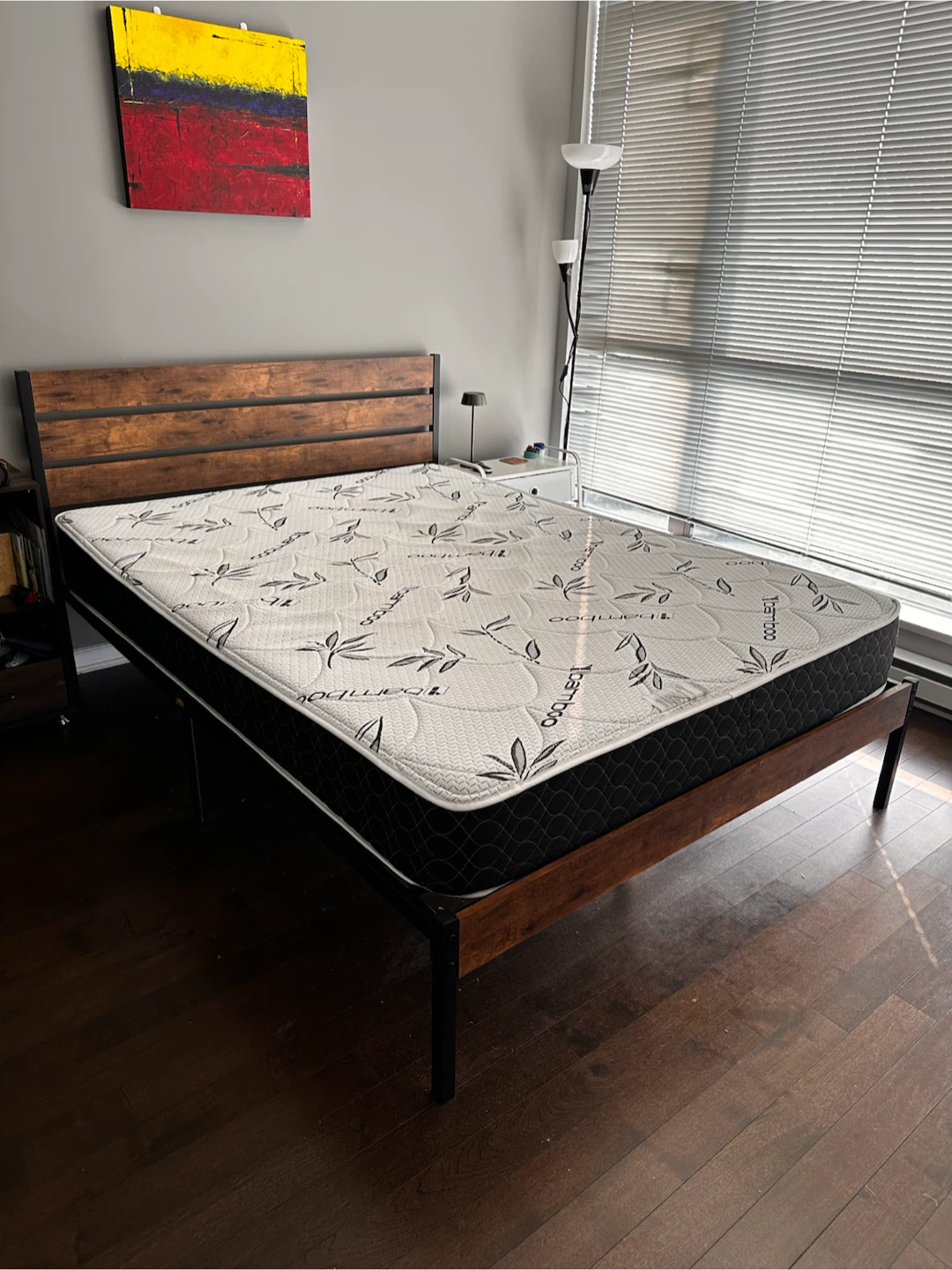 Industrial Style Queen Bed Frame and Mattress - photo 2