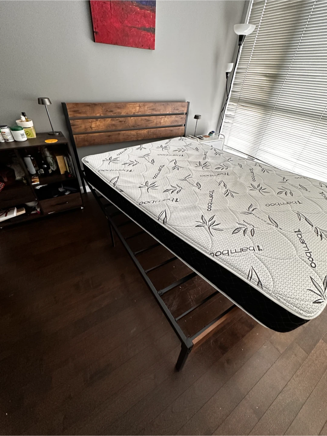 Industrial Style Queen Bed Frame and Mattress - photo 3
