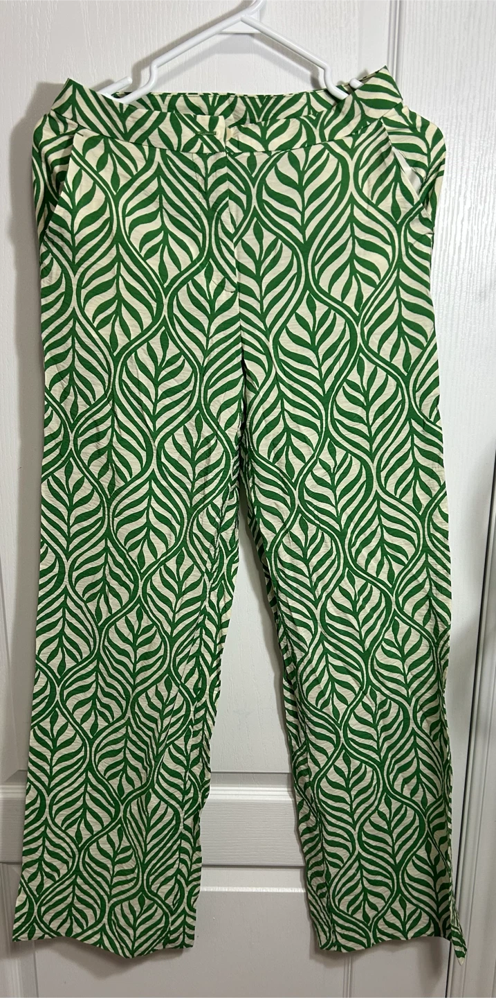 H&M Patterned Trousers Green/White
