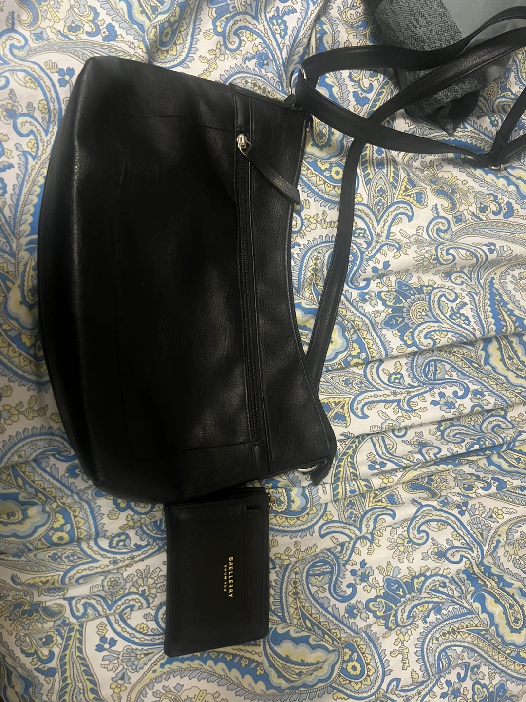 Baellery Black Handbag and Wallet Set