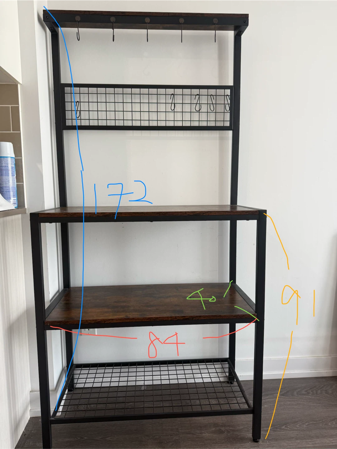 Kitchen Baker's Rack with Hooks. Kitchen shelf. - photo 2