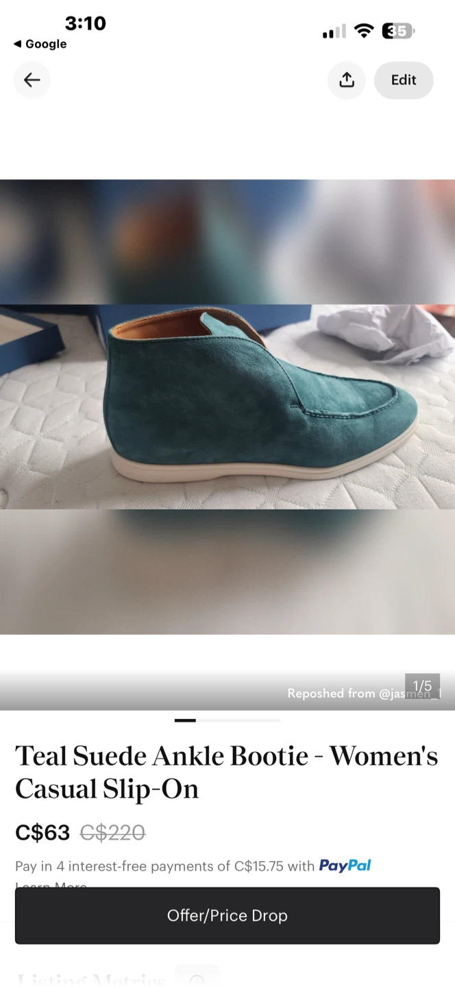 NIB Canadian brand Zvelle Teal Suede Ankle Booties Slip-Ons - photo 3