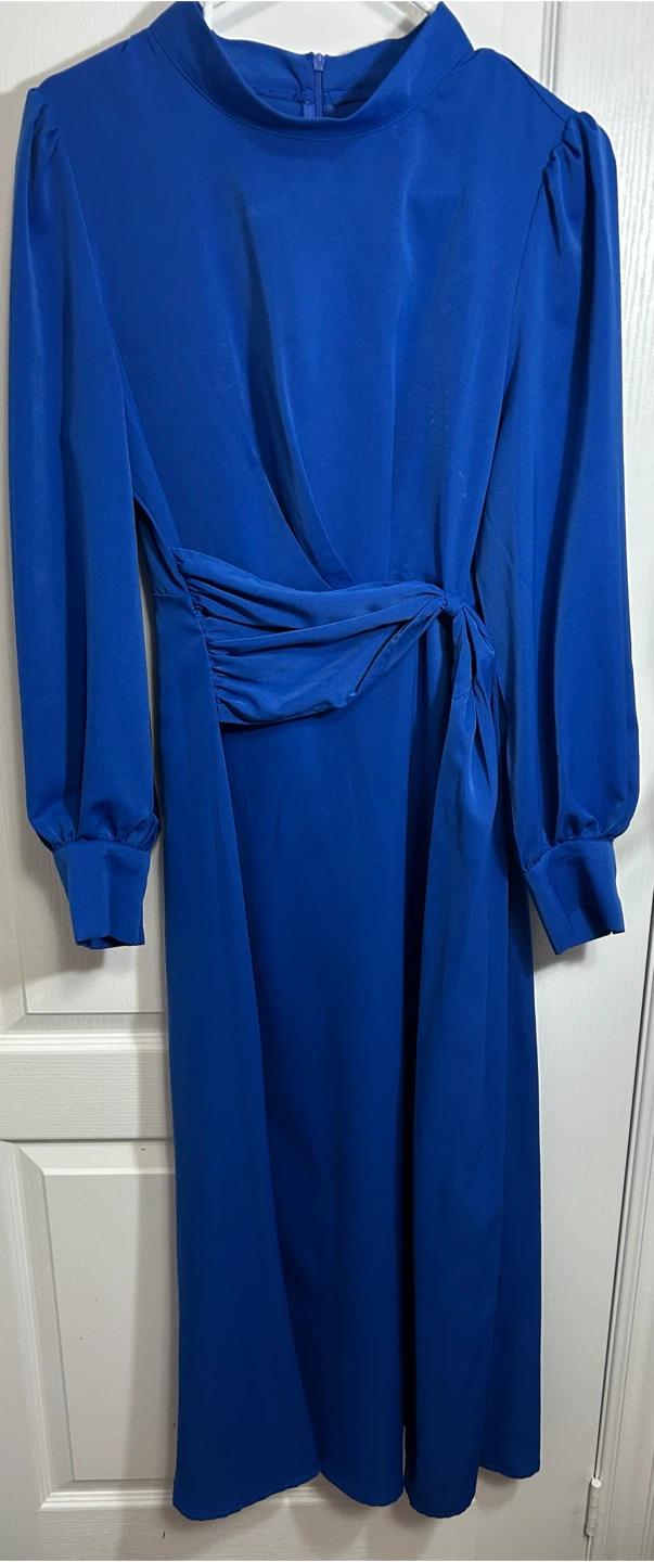 Royal Blue Long Sleeve Midi Dress
