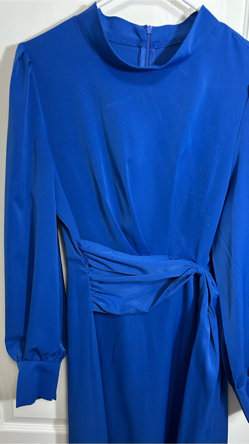 Royal Blue Long Sleeve Midi Dress - photo 3