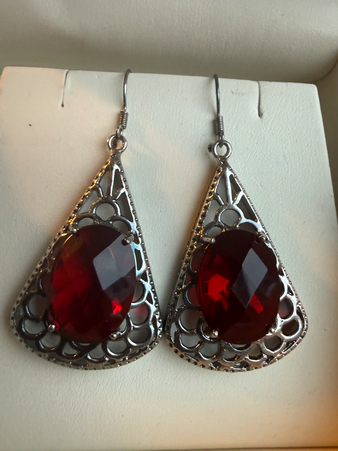 Red Gemstone Drop Earrings