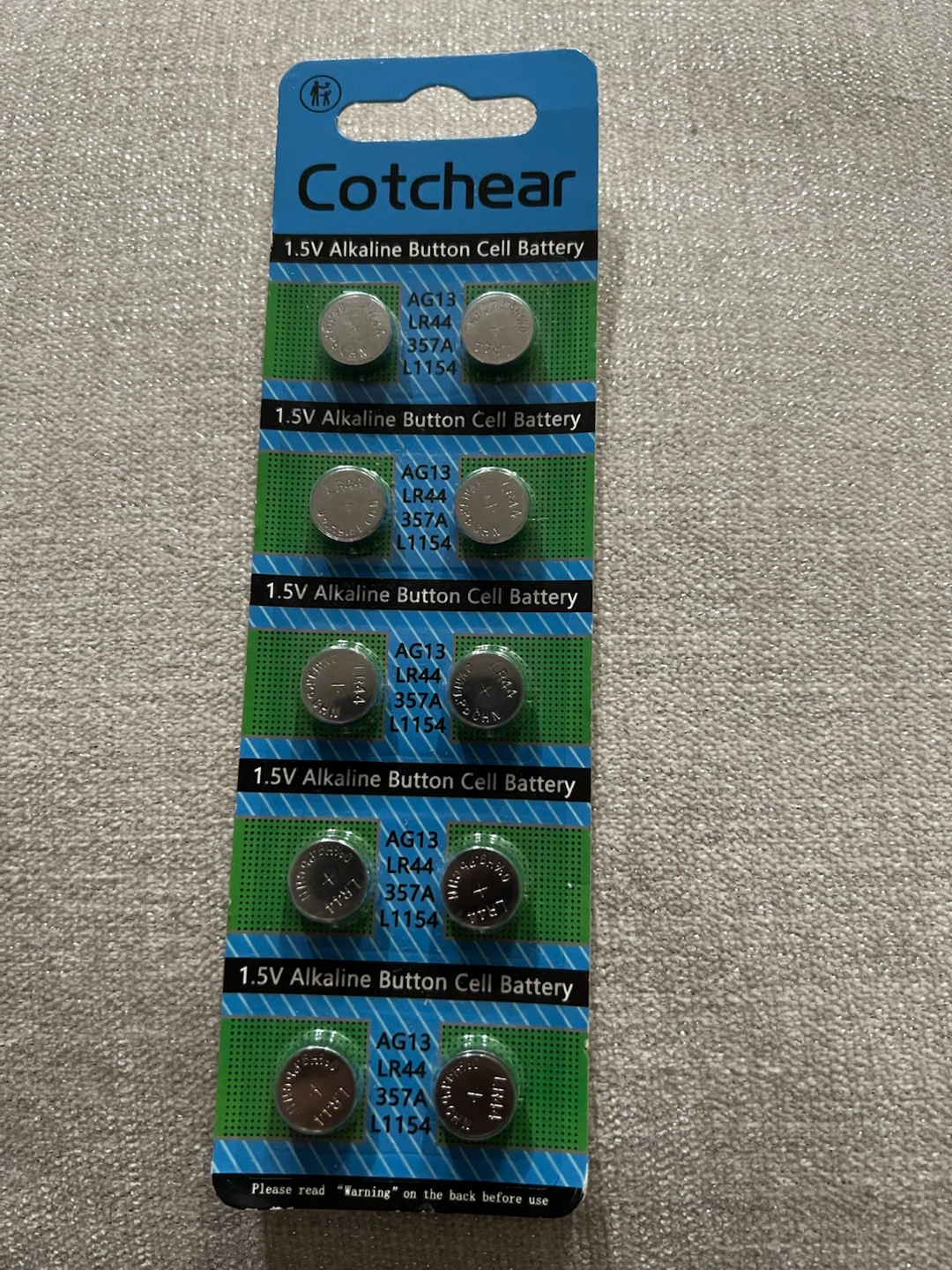 Cotchear 10 Count 1.5V Alkaline Button Cell Batteries AG13 LR44