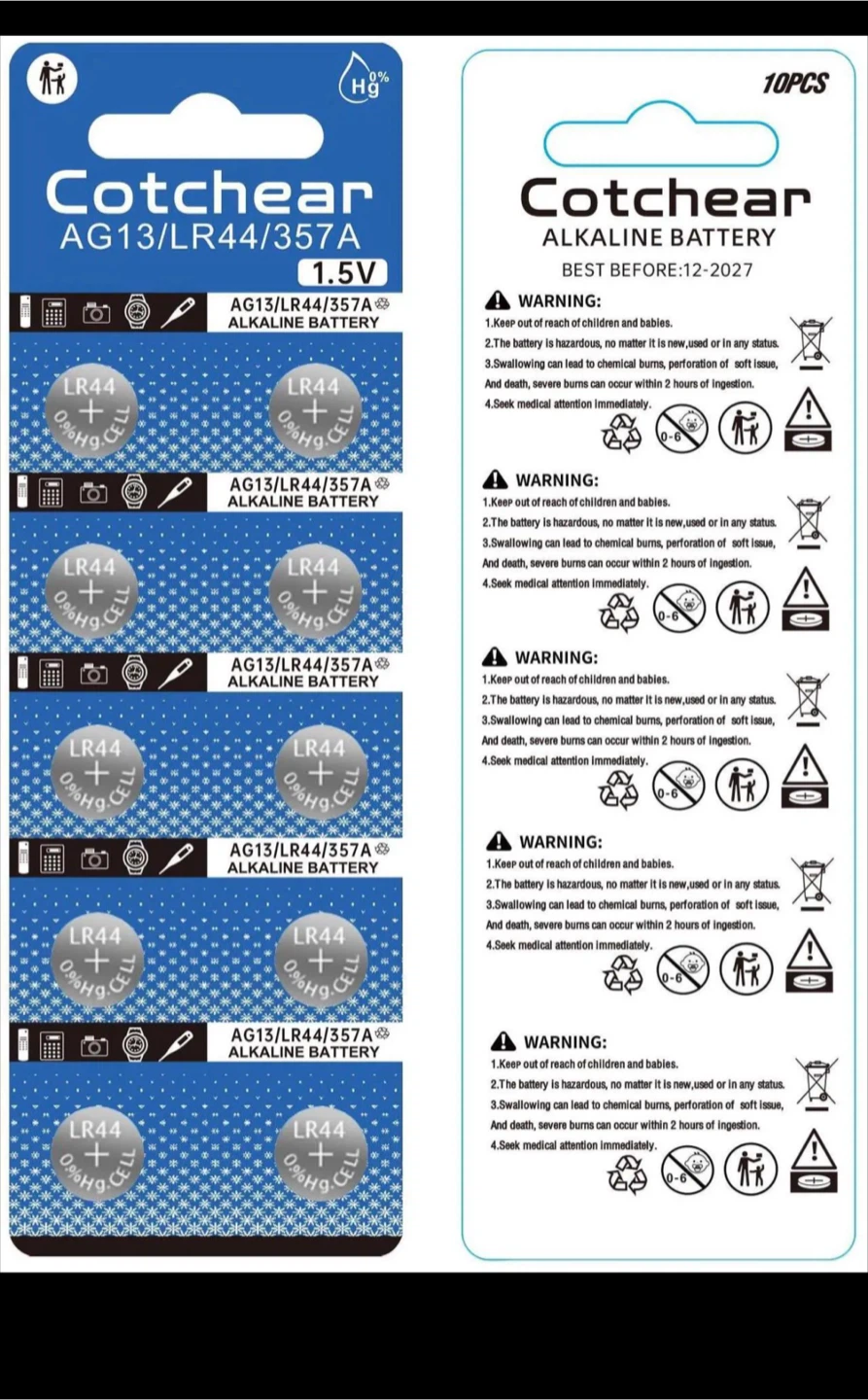 Cotchear 10 Count 1.5V Alkaline Button Cell Batteries AG13 LR44 - photo 4