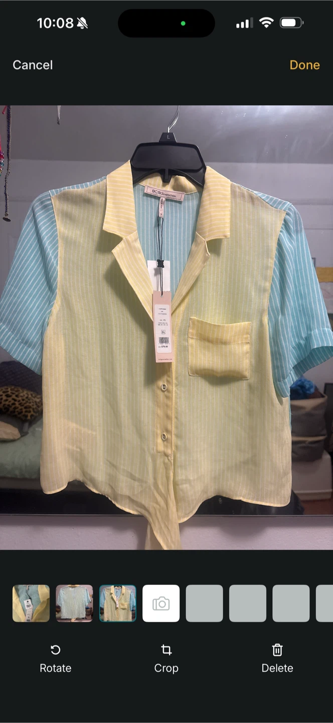 BCBGeneration Striped Tie-Front Blouse