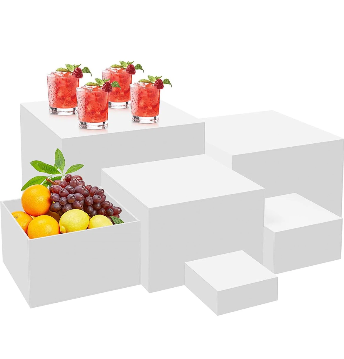 Set of 6 White Display Risers Cubes