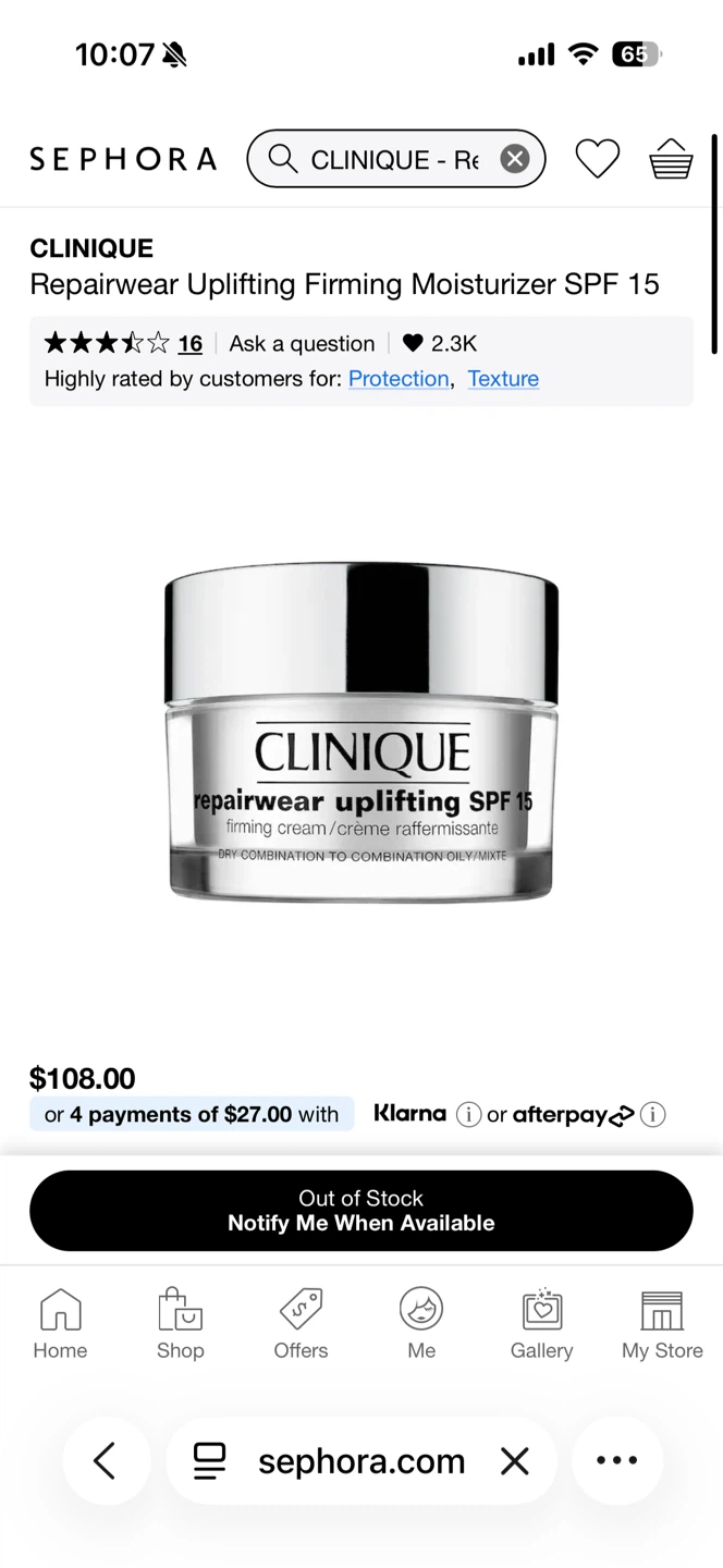 Clinique repairwear uplifting firming cream spf 15