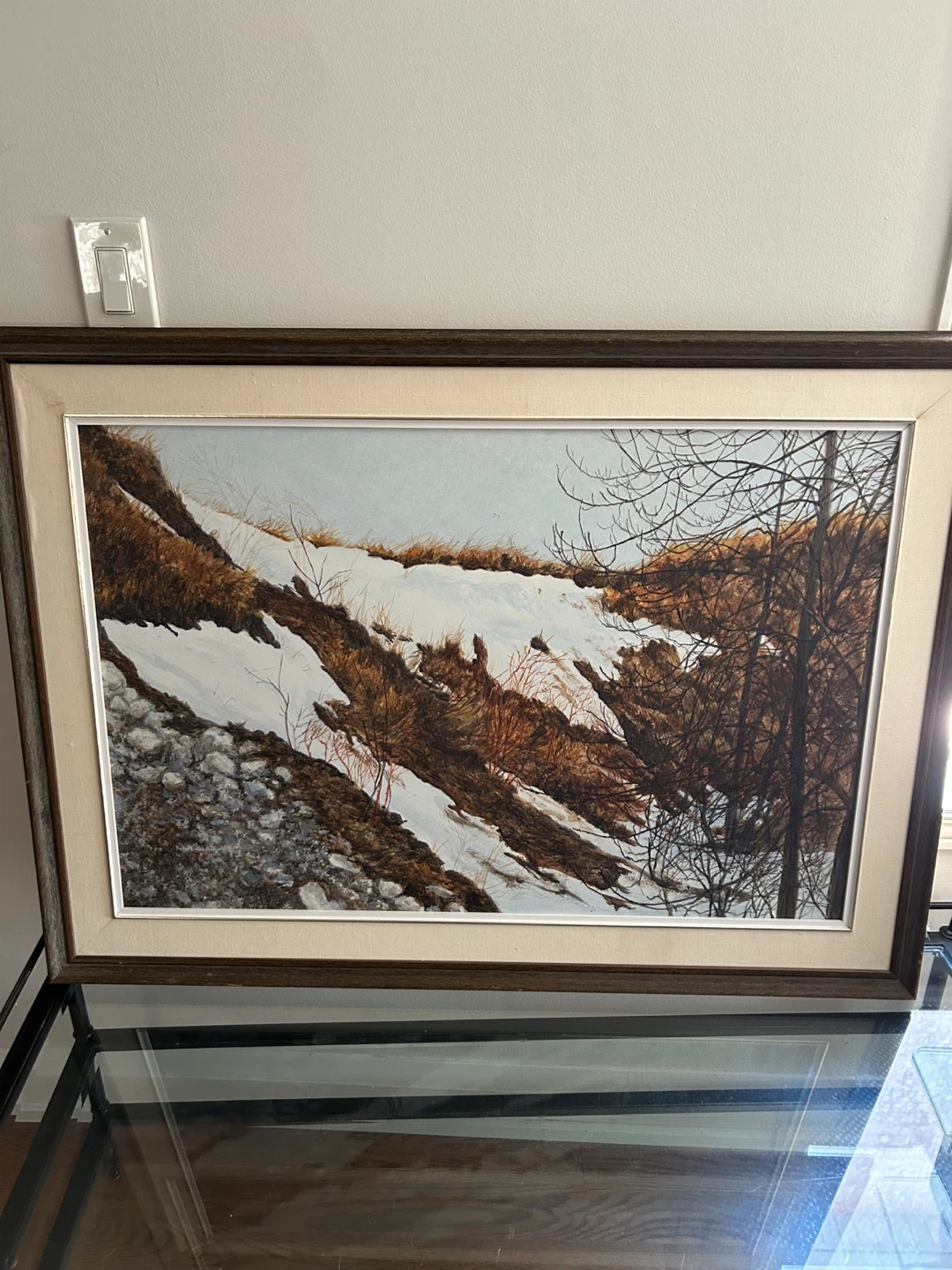 Framed Winter Landscape Painting